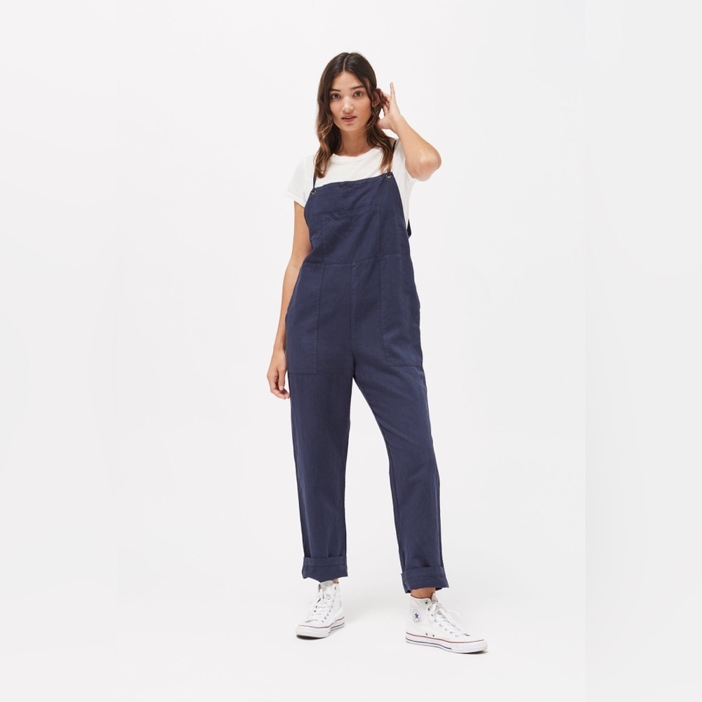 Lacausa cezanne overalls navy Blue linen blend size XS chic bohemian beach flowy
